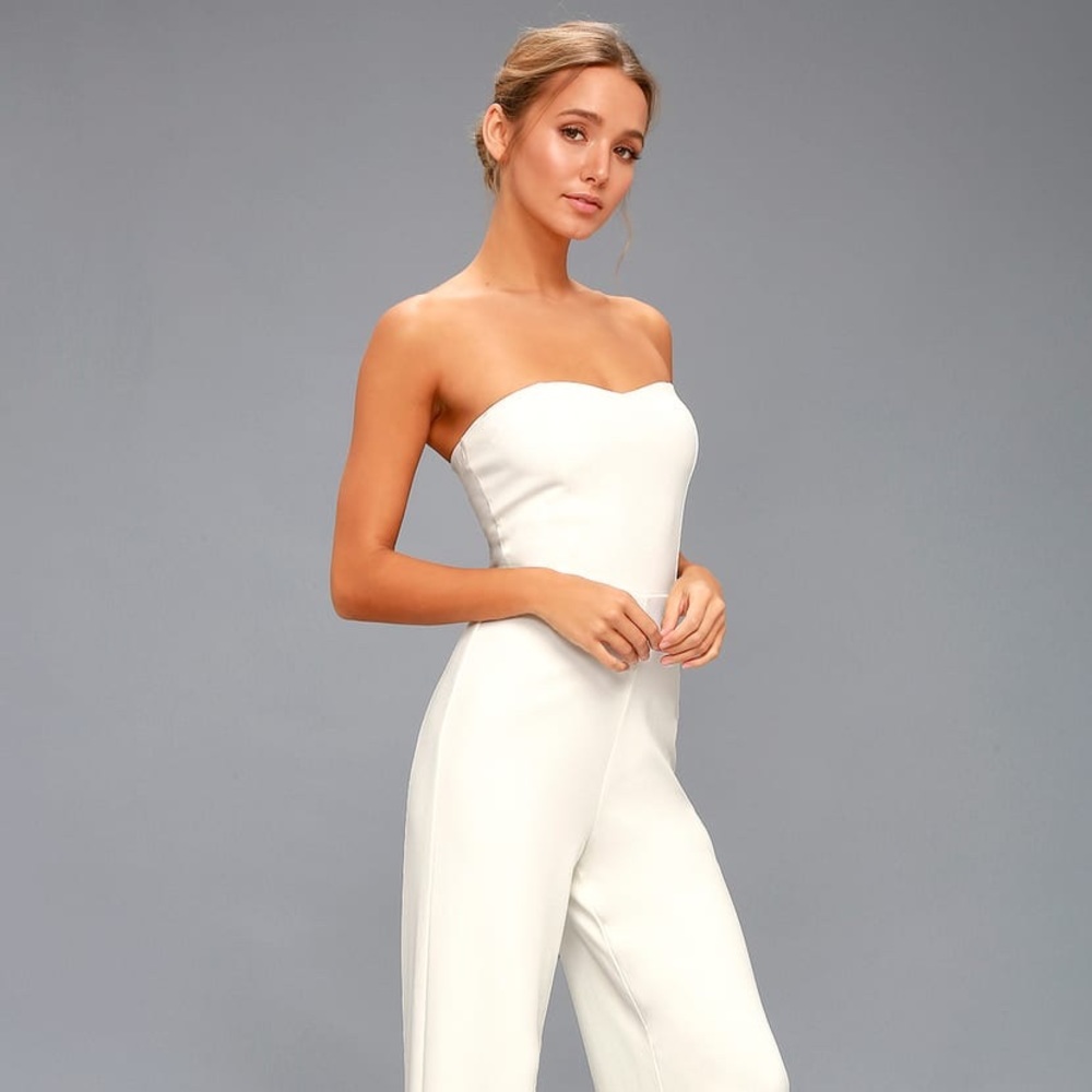 Lulus white strapless jumpsuit